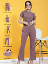 Rigo Self Textured Crop Top & Bell Bottoms With Pockets Co-Ord Set-WTRKST1020-L