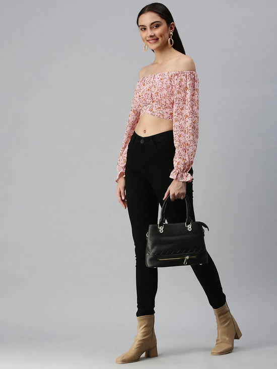 Women's Printed Pink Top-AE-7008-Pinkmulti