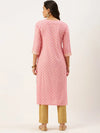 Women's Pink Printed Straight Kurtas-AT-A250-K-Pink