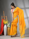 Yellow Mul Cotton Soft Saree With Embroidered Borders-MA62MCT33990004