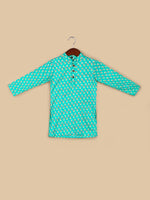 Boys Floral Pure Cotton Straight Kurta & Pyjamas with Nehru Jacket  Set-NN00058ETH-12