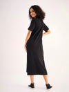 Women Black Oversized Collar T-Shirt Dress