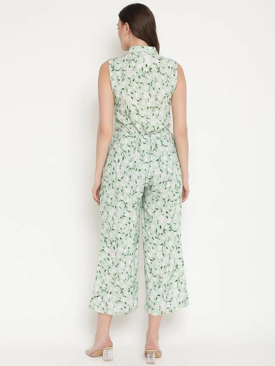 Women Floral Standard Light Green Jumpsuits & Sets