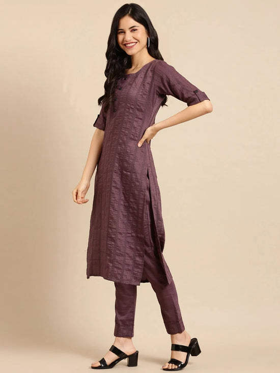 Women's Violet Solid Kurta Set-SKC-3300-Violet