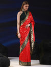 Saree Mall Women's  Blend Red Woven Design Designer Saree With Blouse Piece-SGITRIUS03F