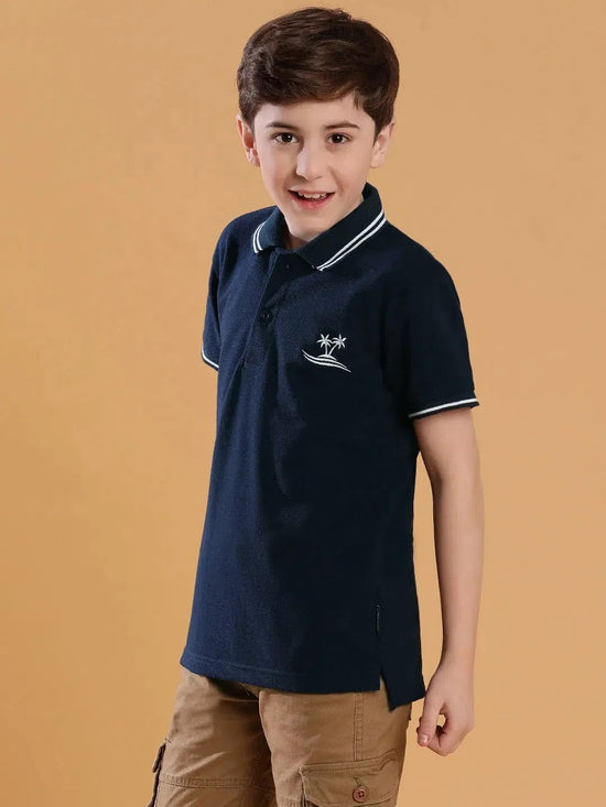 Lil Tomatoes Boys Cotton Polo T-shirt-GBT-S24-1409_NAVY_30