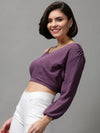 Women's Violet Solid Crop Top-AE-10403-Violet