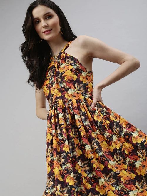 Women Multi Printed A-Line Dress-FS-08-Multi