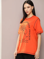 Dillinger Orange Graphic Oversized T-Shirt-WMNCR388ORG-XS