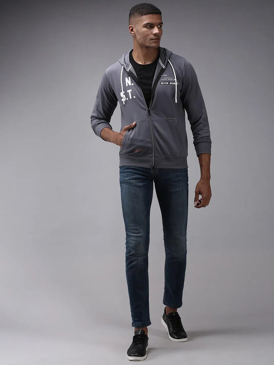 Men Grey Solid Sweatshirt-OTSS-23-Grey