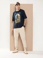 Difference of Opinion Navy Blue Graphic Oversized T-Shirt-DOOVR228NVY-S