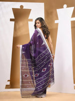 Purple Cotton Handwoven Soft Saree With Texture Motifs-MA53CT041490067