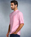 Hangup Men Standard Solid Men's Indian Wear-BabyPink_Magic_Bon_Short2Kurta