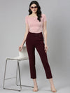 Women Burgundy Solid Peg Trouser-LT-KN-505-Burgundy