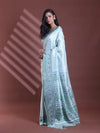 Mint Green Silk Soft Saree With Floral Print-MA60BSL01400068