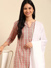 Women's Peach Printed Kurta Set-UB-2623-Peach