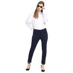 Smarty Pants Women's Cotton Lycra Ankle Length Blue Color Formal Trouser