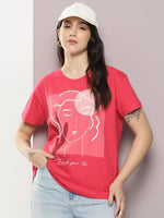 Dillinger Pink Graphic Boxy Regular T-Shirt-WMNCR542CPK-XS