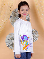 BownBee Unisex Cotton Holi Full Sleeve Kurta - White-BS24TP46WHA18