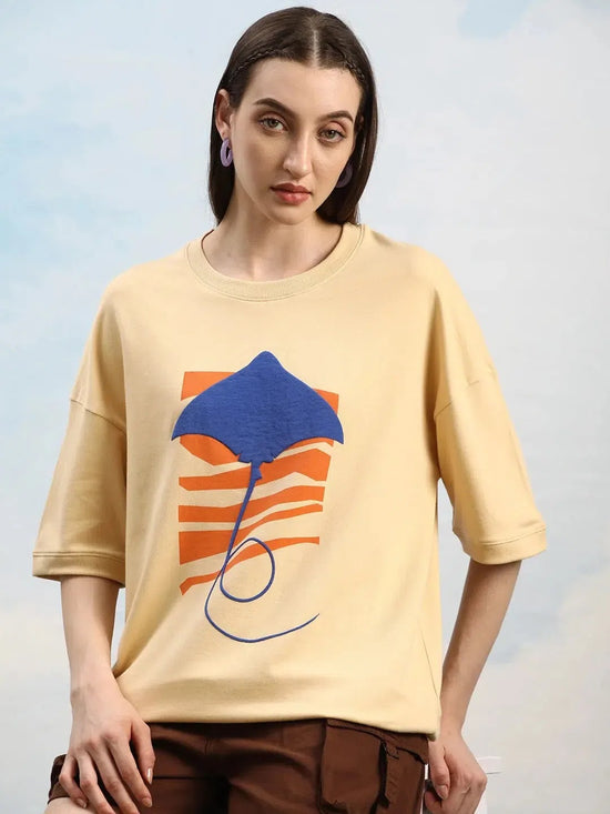 Dillinger Beige Graphic Oversized Drop shoulder T-shirt