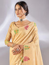 Saree Mall Women's Cotton Blend Beige Woven Design Designer Saree With Blouse Piece-VIHANA87201