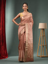 Beige Blended Silk Handwoven Saree With Woven Zari Border-MA50BSL34830126