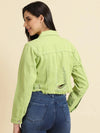 Women's Fluorescent Green Solid Open Front Jacket-GZ-5599-Fluorescentgreen