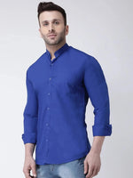 Hangup Men Slim Solid Shirts-BenRoyalBlueShirt