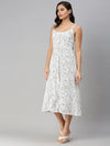 Women's Typography White Fit and Flare Dress-AE-9922-White