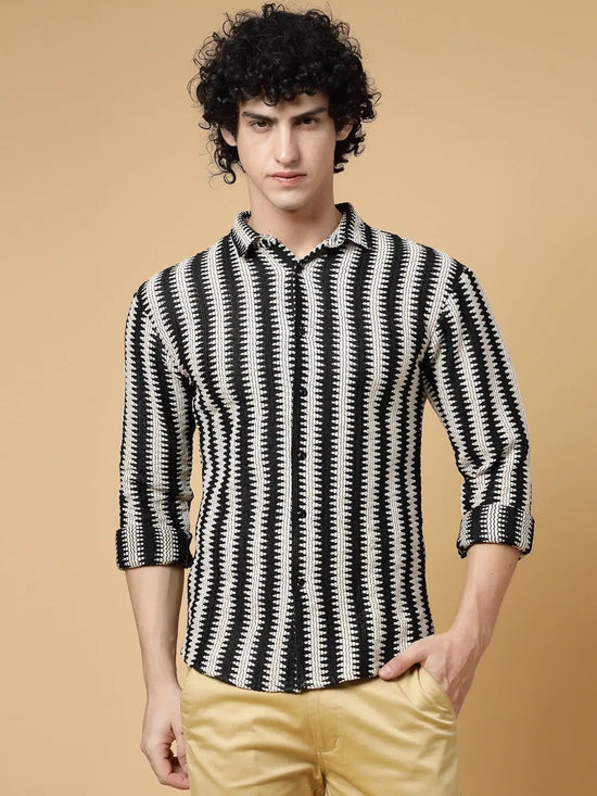 Rigo Stripes Crochet Shirt-CS10231079-L