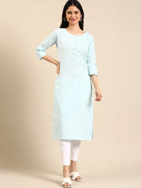 Women's Blue Solid Straight Kurta-SKC-793-Blue