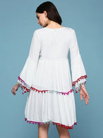 Women White Embroidered Fit and Flare Kurti-HQ-040-White