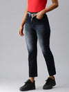 Women's Navy Blue Solid Relaxed Fit Denim Jeans-IM-9851C-Navyblue