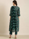 Women Teal Floral Kurta Set-FS-3023-Teal