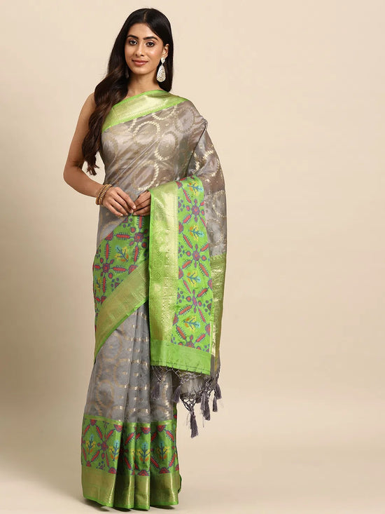 Embroidered Heritage Splendor Saree-SZ-IRA-GY-1576