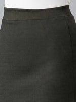 Women Olive Solid Pencil Skirt-AE-10609-Olive