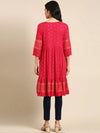 Women's Pink Embroidered Straight Kurta-AT-A-790-Pink