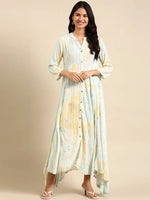 Women's Sea Green Tie Dye Anarkali Kurta-ON-601-1-Seagreen