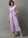 Women's Purple Printed Jumpsuit-AE-15024-Purple