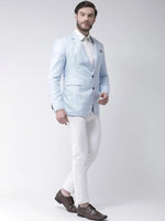 Hangup Men Standard Solid Men Formalwear-SkyBlue1LinenBlazer