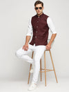 Men Maroon Mandarin Collar Solid Nehru Jacket-AD-J-450-Maroon