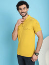 Venitian Men Double Mercerised 3 Pocket Cargo Yellow Polo Neck T-Shirt for Men