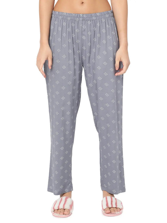 Smarty Pants Women's Cotton Pastel Grey Polka Dot Print Night Suit