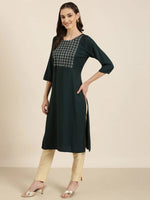 Women Teal Solid Straight Kurta-RA-070-Teal