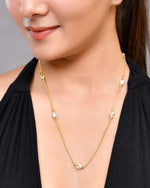 Gold Plated Chain with White Hand Crafted Beads-VOJ419