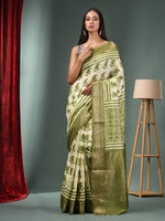 Mint Green Blended Silk Handwoven Saree With Zari Border-MA50BSL34830031