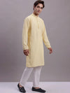 Men's Yellow Chikankari Embroidered and Sequence Kurta with Pyjama.-JOKP-P-5000Yellow