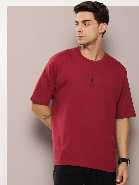 Dillinger Maroon Graphic Oversized T-shirt-DLMOV238MRN-S