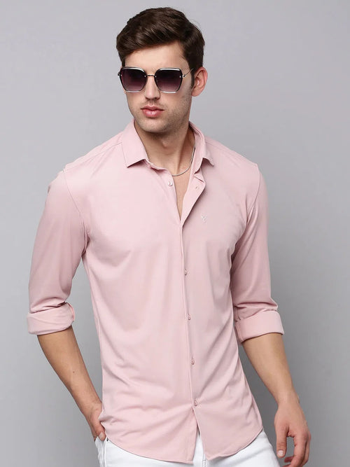 Men Pink Solid Casual Shirt-MONTIKNITS-3369-Pink