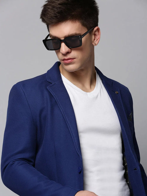 Men Blue Solid Blazer-AR-029-Blue